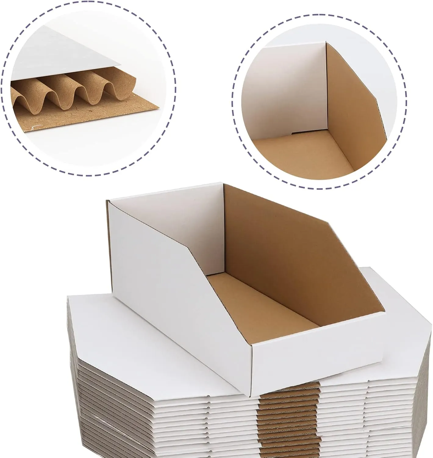 EXYGLO Garage Storage Bins - Pack of 35 Cardboard Shelf Organizer Bins 12x6x4.5inch for Pantry, Parts, Snacks, Bottles, Cans