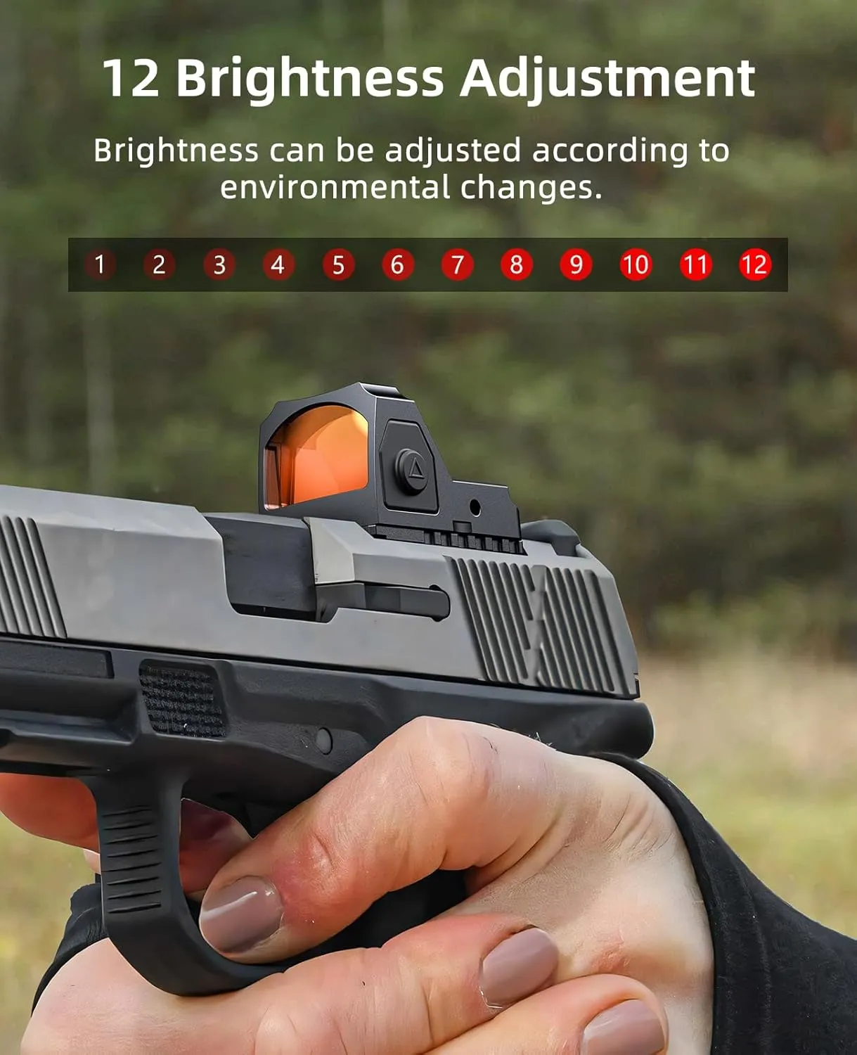 EZshoot Full Sized Red/Green Dot Motion Awake Optic for Pistols, 2MOA Dot, 12 Brightness Adjustment Red/Green Dot Scope, Suitable for RMR, Open Reflex Optics with Adapter Plate for MOS and Picatinny.