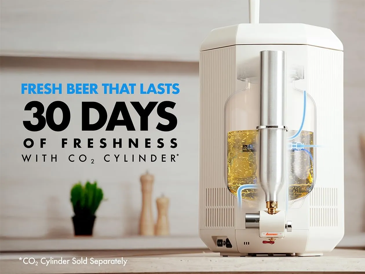 F1 Automated Home Brewer, Fermentech Control™ 3.8L - 35°F-104°F Temp, 24 psi Pressure, Crafts Beer, Kombucha, Cider, Wine, Smart System for Beginners & Experts (Creamy White)