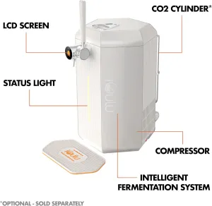 F1 Automated Home Brewer, Fermentech Control™ 3.8L - 35°F-104°F Temp, 24 psi Pressure, Crafts Beer, Kombucha, Cider, Wine, Smart System for Beginners & Experts (Creamy White)