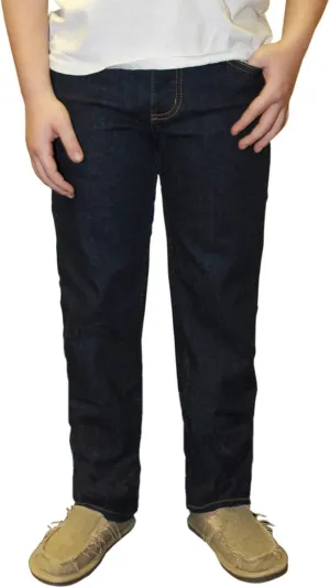 Faded Glory Boys' Straight Denim Blue Jeans (16H, Dark Wash)