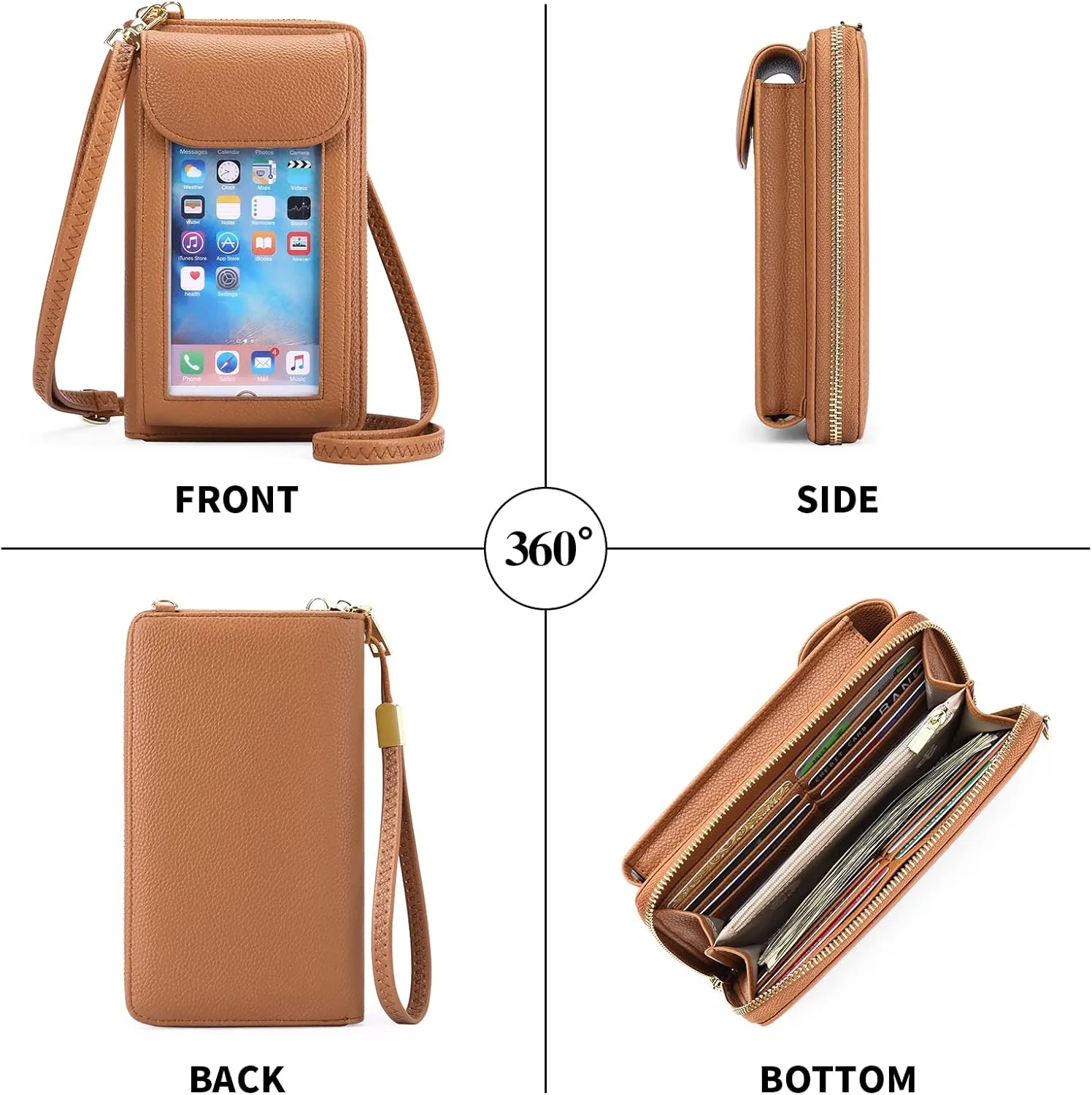 FALAN MULE Small Cell Phone Crossbody Bag Purse for Women, PU Leather Wallet Purse…