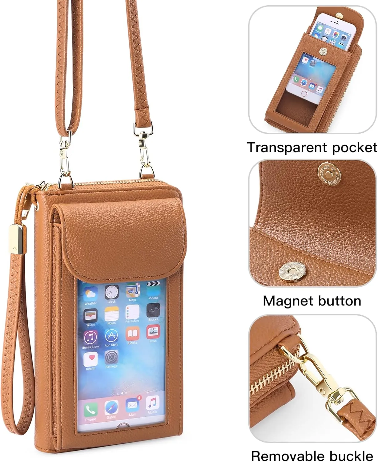 FALAN MULE Small Cell Phone Crossbody Bag Purse for Women, PU Leather Wallet Purse…