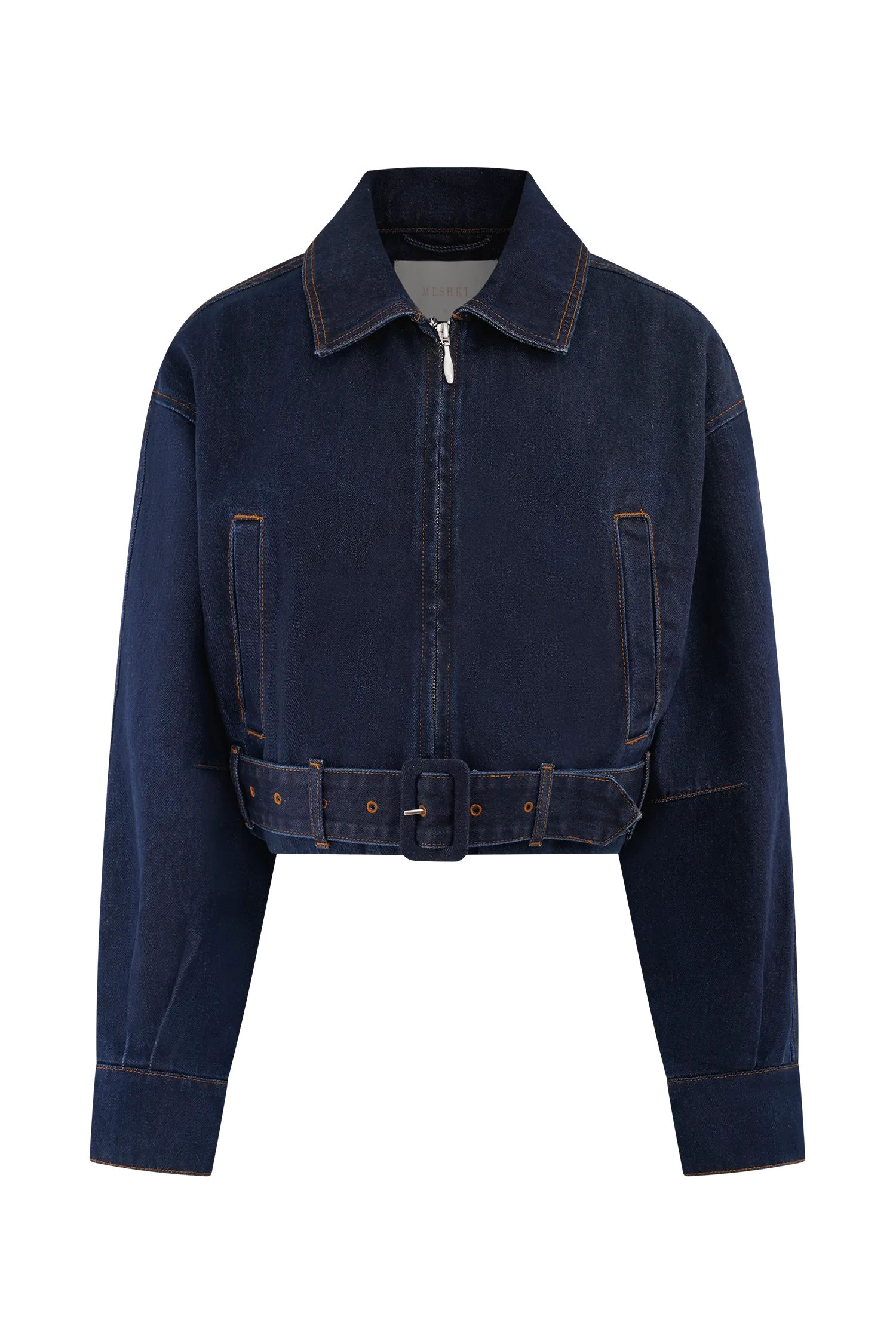Fallon Cropped Denim Jacket - Indigo Blue