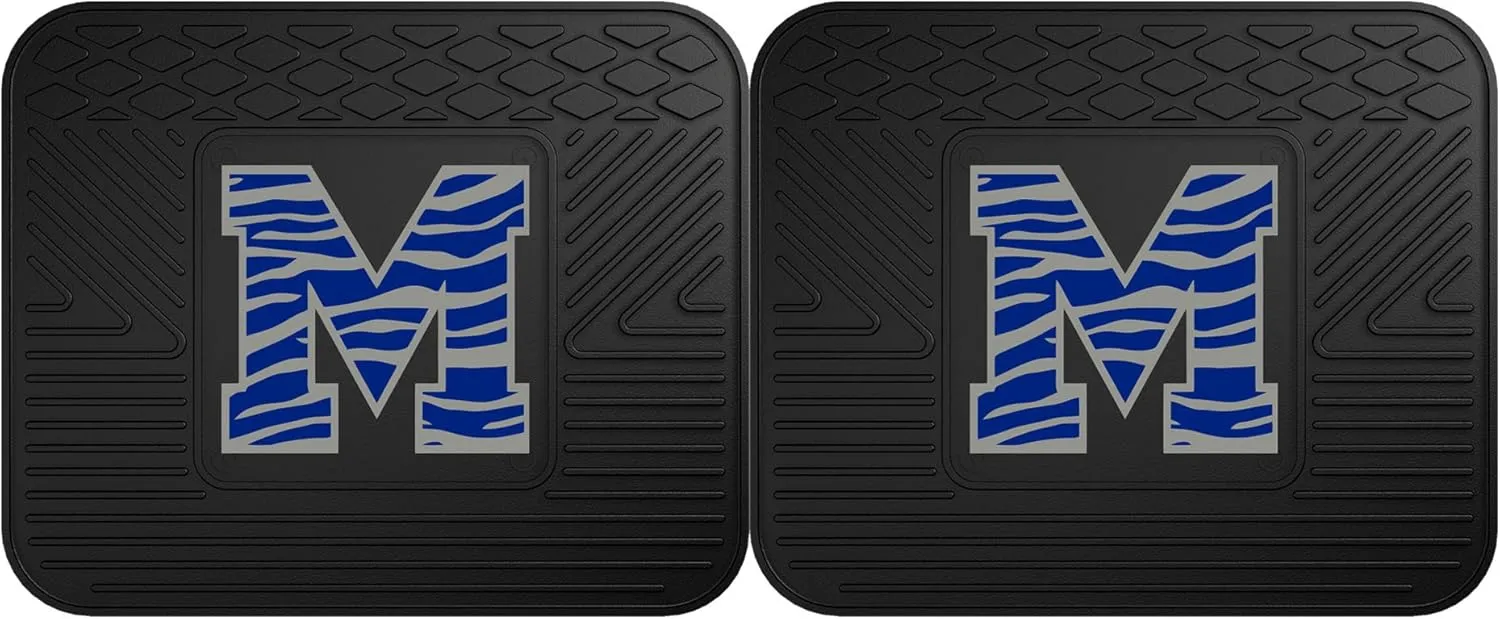 FANMATS 12775 NCAA Memphis Tigers Back Row Utility Car Mats - 2 Piece Set, 14in. x 17in., All Weather Protection, Universal Fit, Deep Resevoir Design, Molded Team Logo