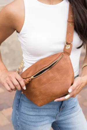 Fanny Pack, Luxe Vegan Leather, Convertible Belt Bag with Chain Strap