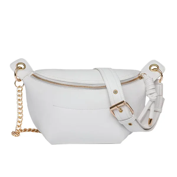Fanny Pack, Luxe Vegan Leather, Convertible Belt Bag with Chain Strap