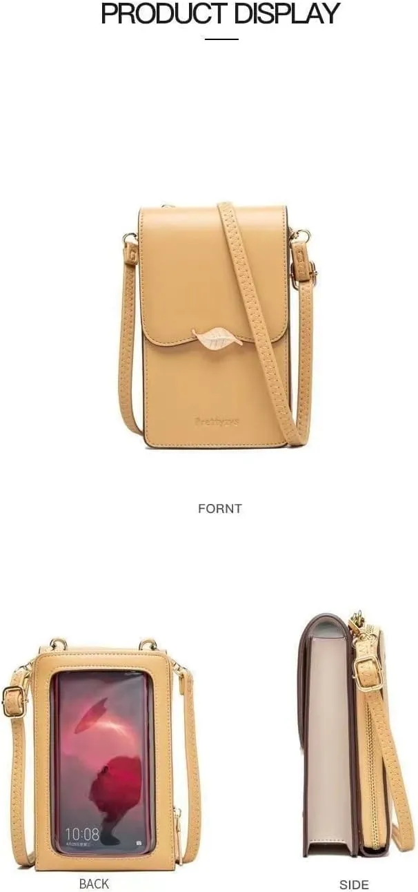 Fashion Touch Screen Crossbody Cellphone Purse, RFID Blocking Wallet with Card Slots
