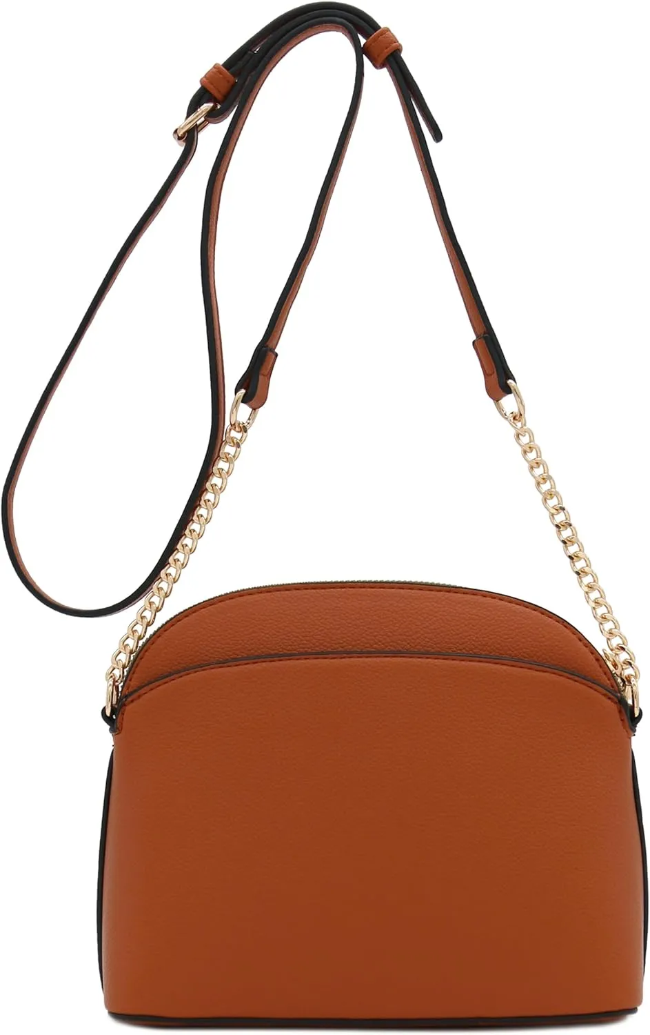 FashionPuzzle Faux Leather Small Dome Crossbody Bag with Chain Strap