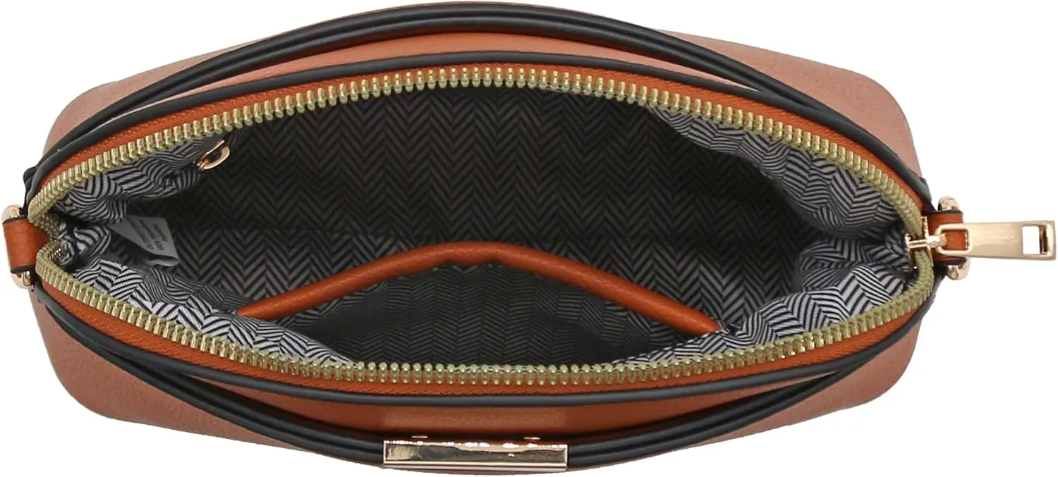 FashionPuzzle Faux Leather Small Dome Crossbody Bag with Chain Strap