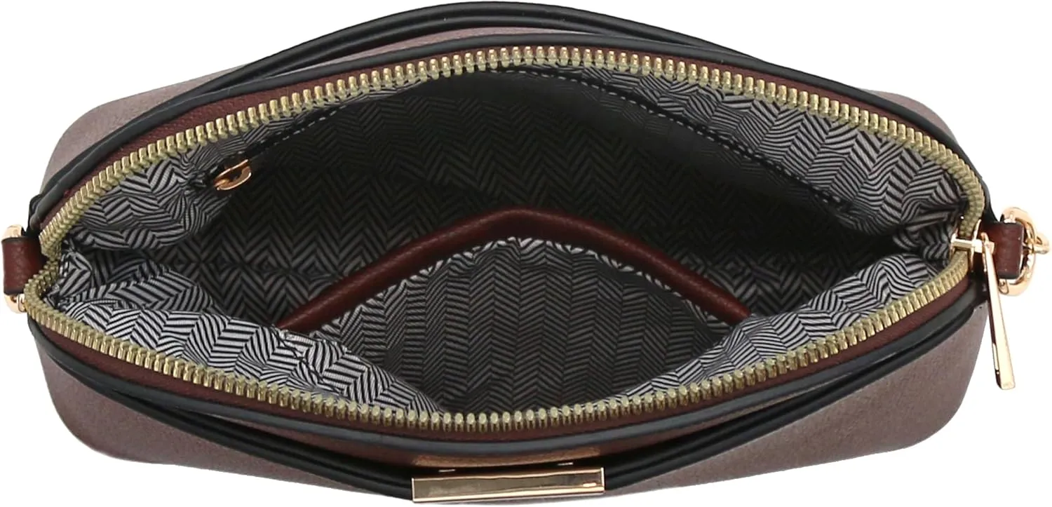 FashionPuzzle Faux Leather Small Dome Crossbody Bag with Chain Strap