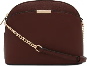 FashionPuzzle Faux Leather Small Dome Crossbody Bag with Chain Strap