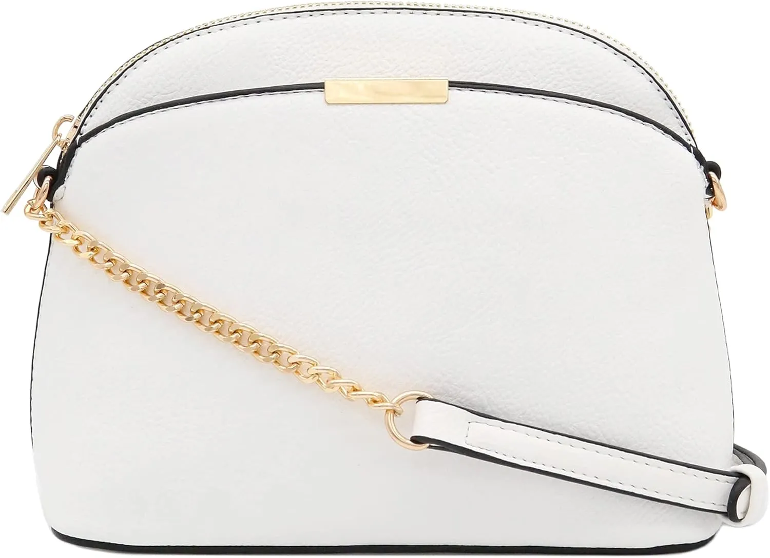 FashionPuzzle Faux Leather Small Dome Crossbody Bag with Chain Strap