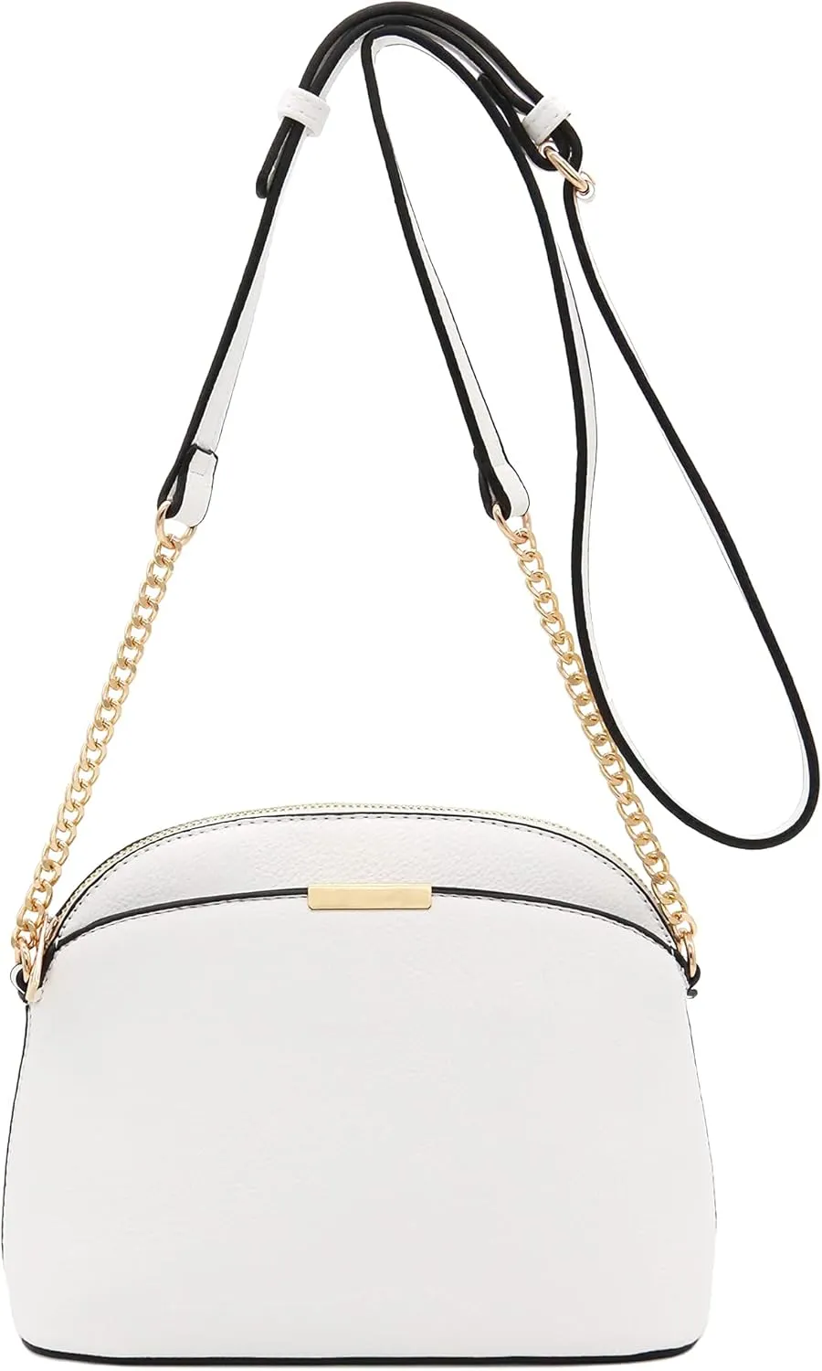 FashionPuzzle Faux Leather Small Dome Crossbody Bag with Chain Strap