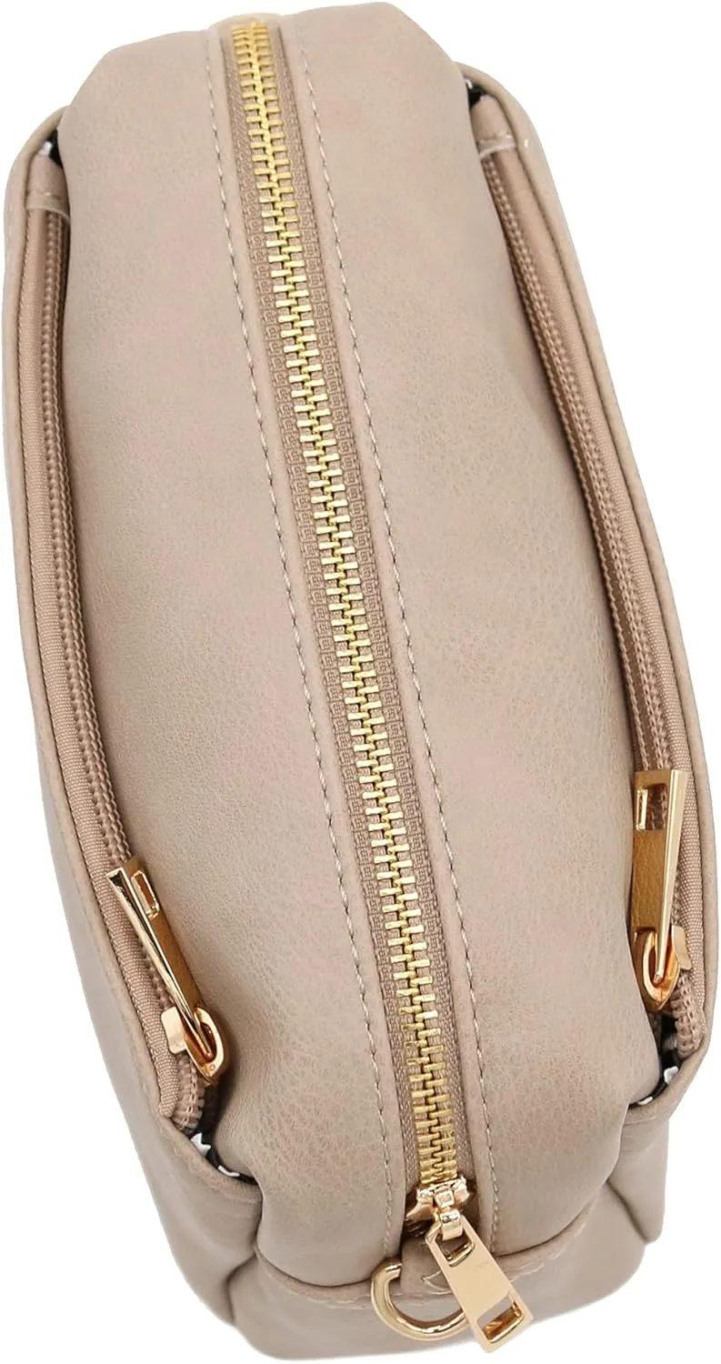 FashionPuzzle Triple Zip Small Crossbody Bag