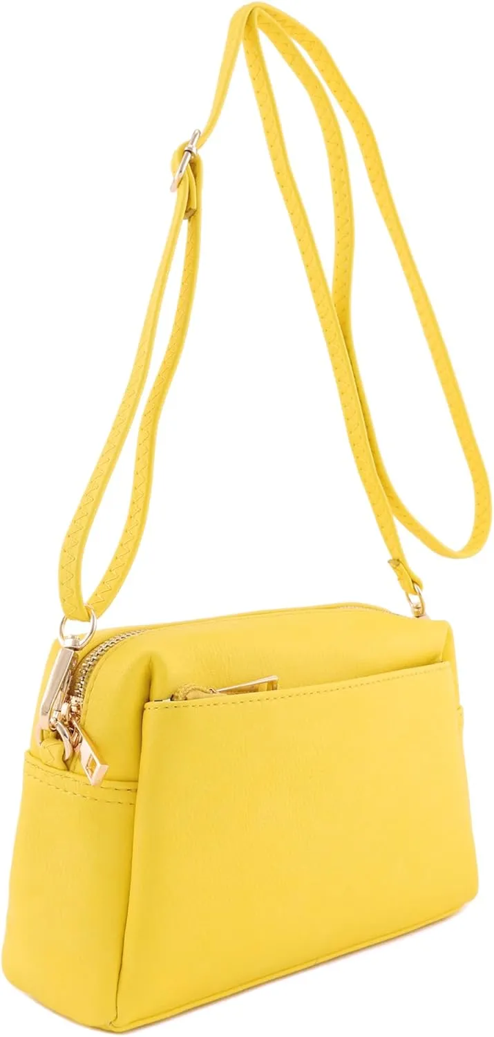FashionPuzzle Triple Zip Small Crossbody Bag