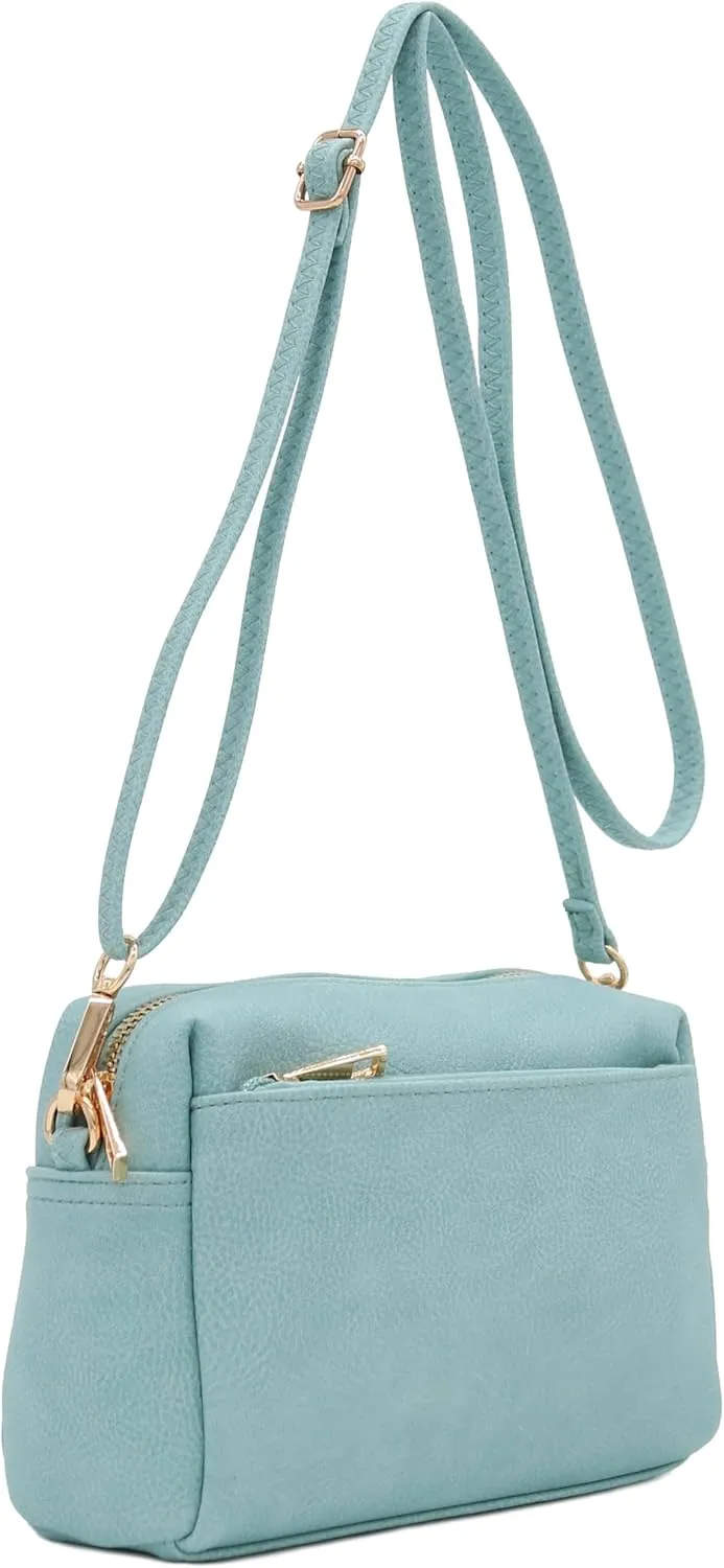FashionPuzzle Triple Zip Small Crossbody Bag