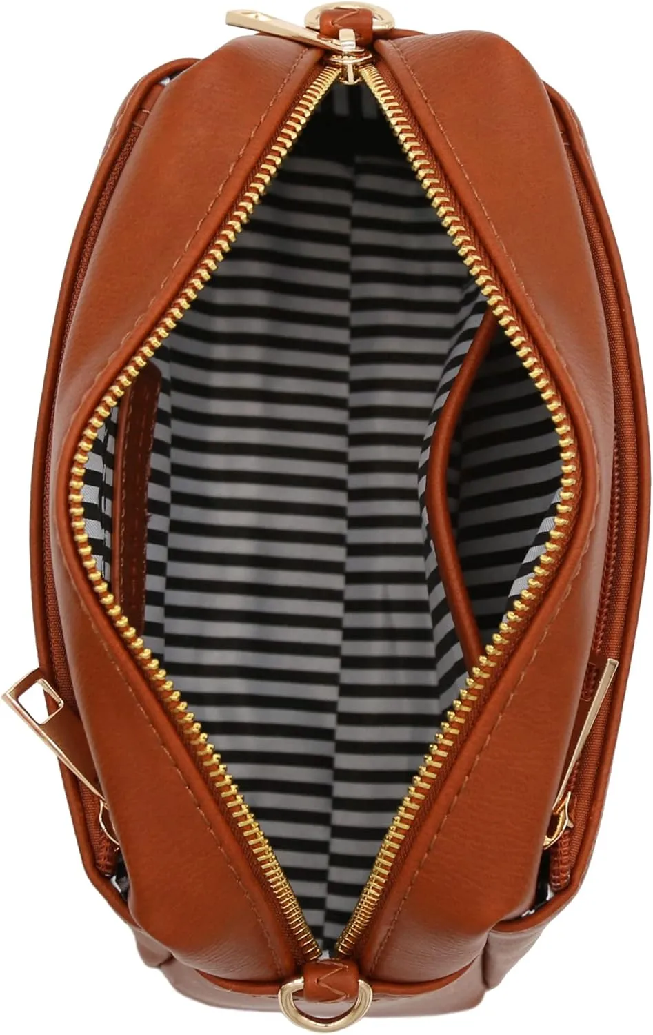 FashionPuzzle Triple Zip Small Crossbody Bag