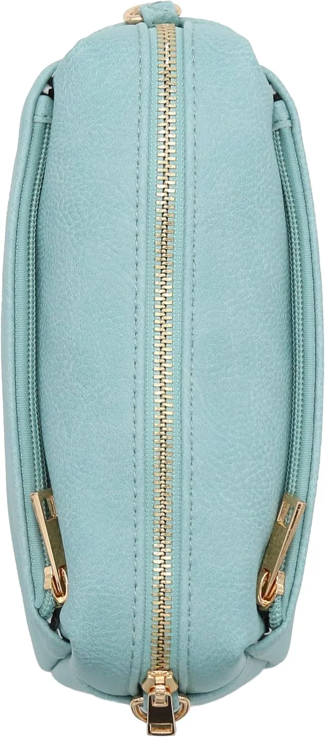 FashionPuzzle Triple Zip Small Crossbody Bag