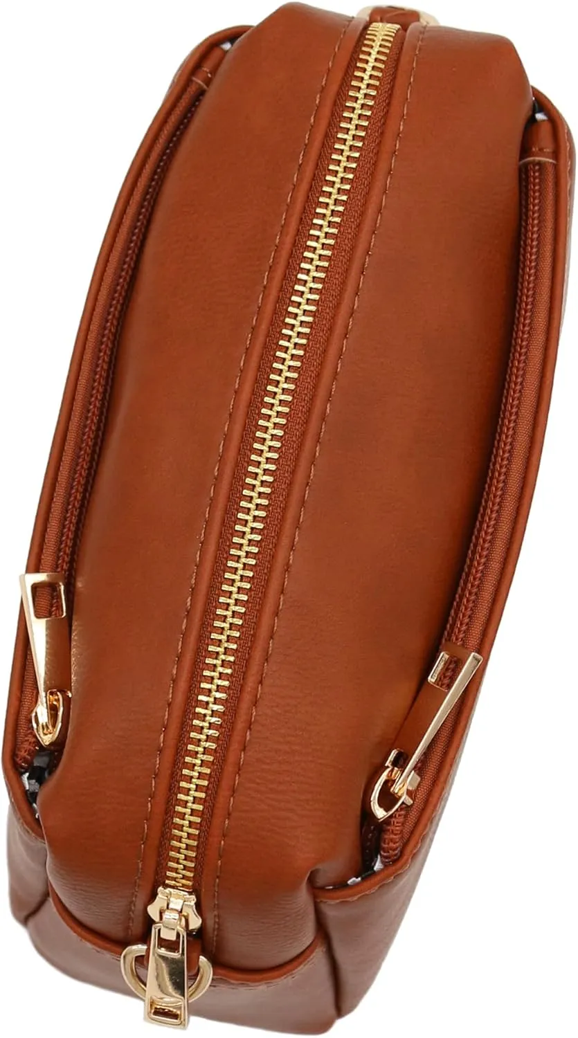 FashionPuzzle Triple Zip Small Crossbody Bag