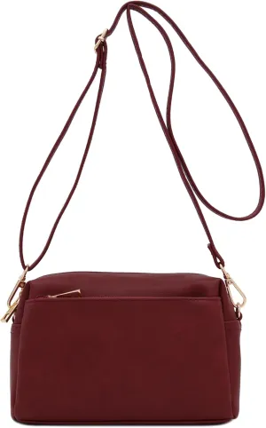 FashionPuzzle Triple Zip Small Crossbody Bag