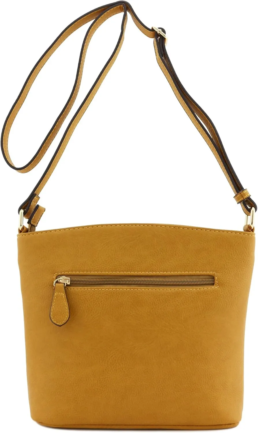 FashionPuzzle Triple Zipper Pocket Medium Crossbody Bag