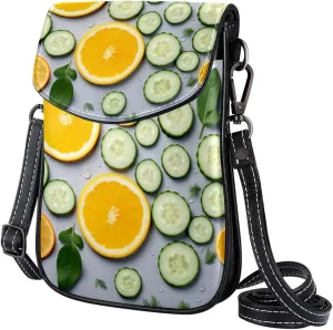 Faux Leather Crossbody Bag for Women, Messenger Bag, Shoulder Bag, Orange and Cucumber