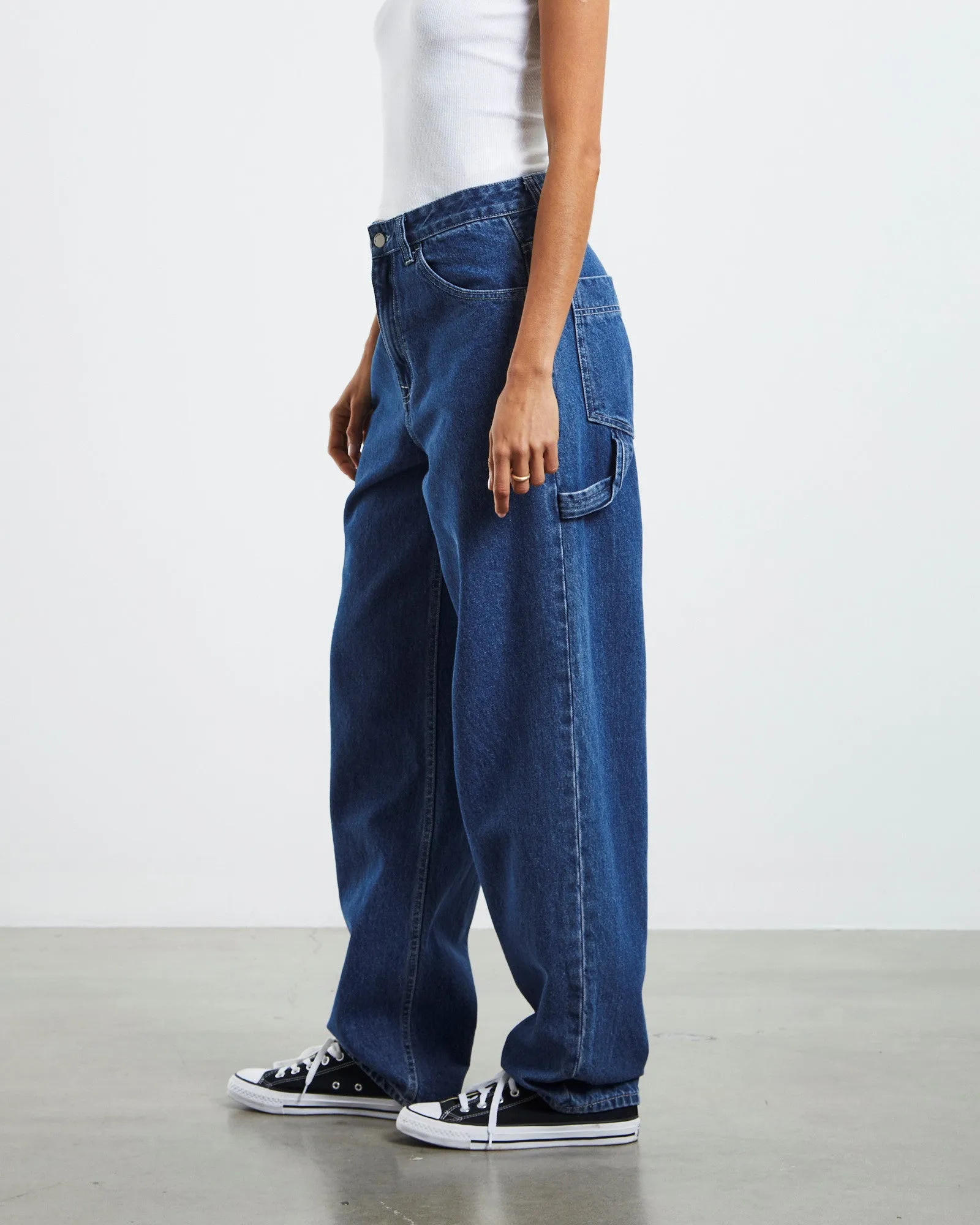 Faye Worker Denim Jeans Pebble Mid Stone