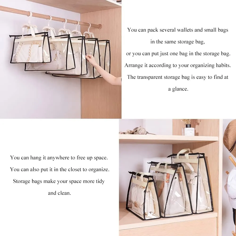 fazhongfa 2PCS Dust Bags for Handbags Clear Purse Storage Organizer Non-Woven Hanging Bag Closet with Zipper and Handle (X-Large, Cream Color)