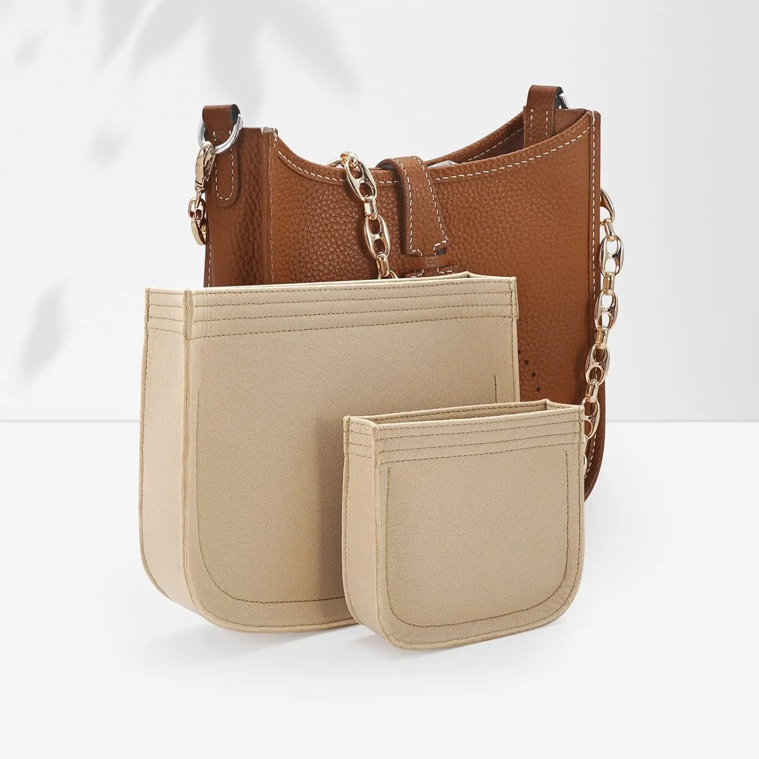 Felt Organizer Suitable for H Evelyne 16 Bag, Premium Purse Felt Insert (E16, Beige)