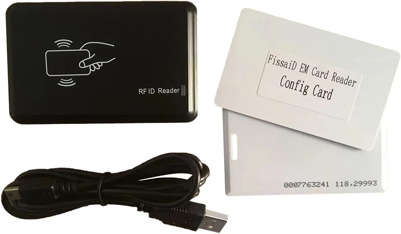 FissaiD RFID Reader, 125Khz EM4100 USB RFID Card Reader, Configurable Output Card Number