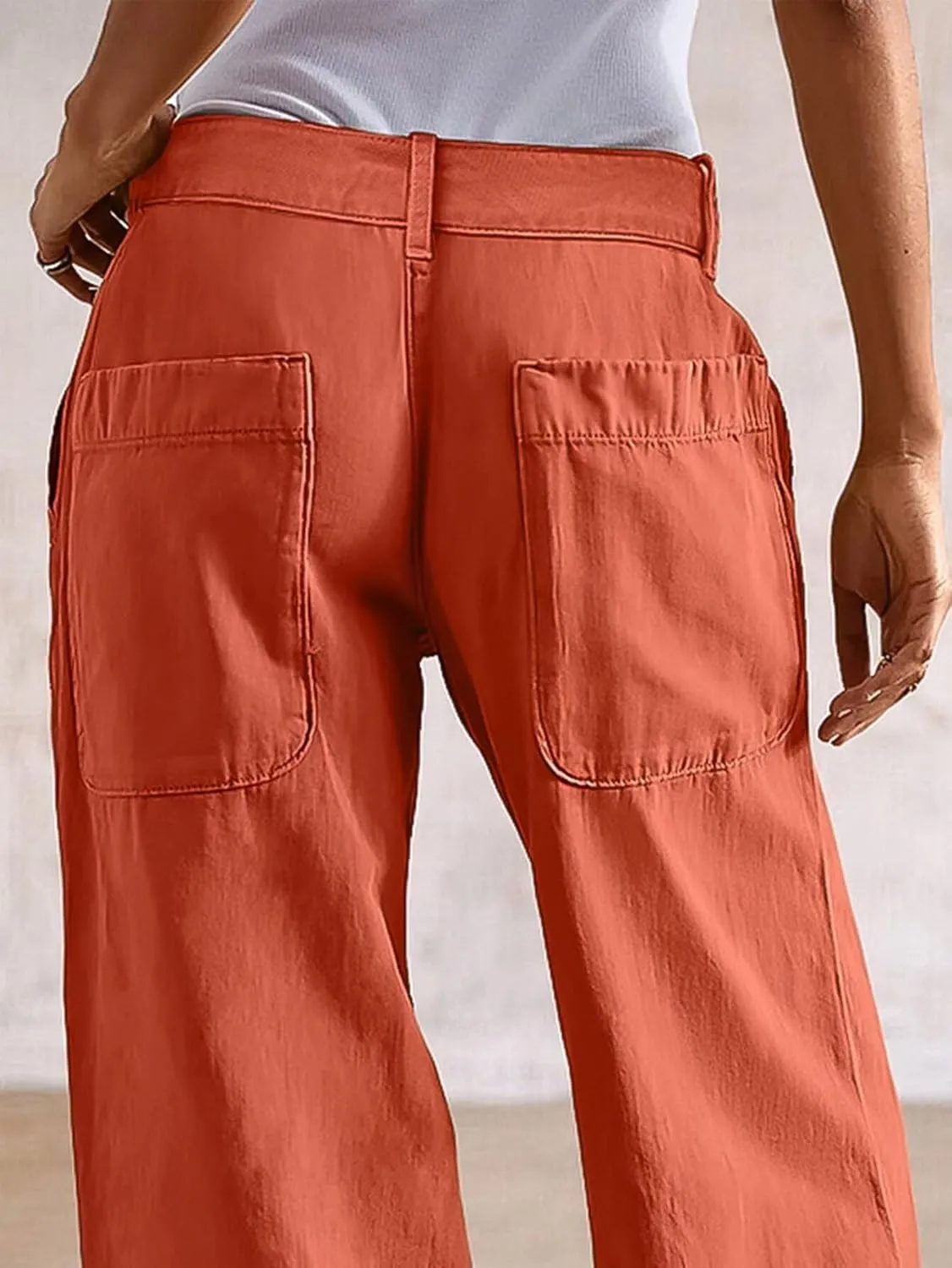 Flamingals Wide Straight Leg Mid Rise Baggy Pocket Denim Jeans Without Belt