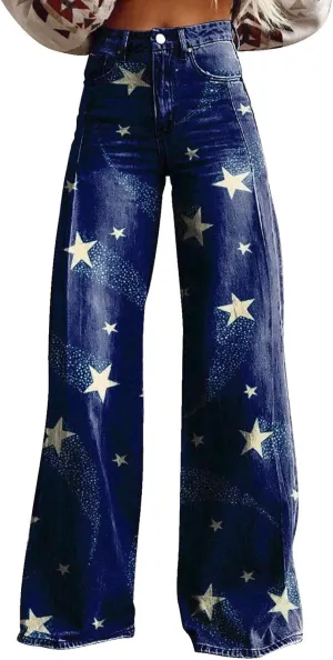 Flare Jeans for Women 2025 Wide Leg Casual Baggy Denim Pants Plus Size High Waist Straight Leg Bell Bottom Trousers