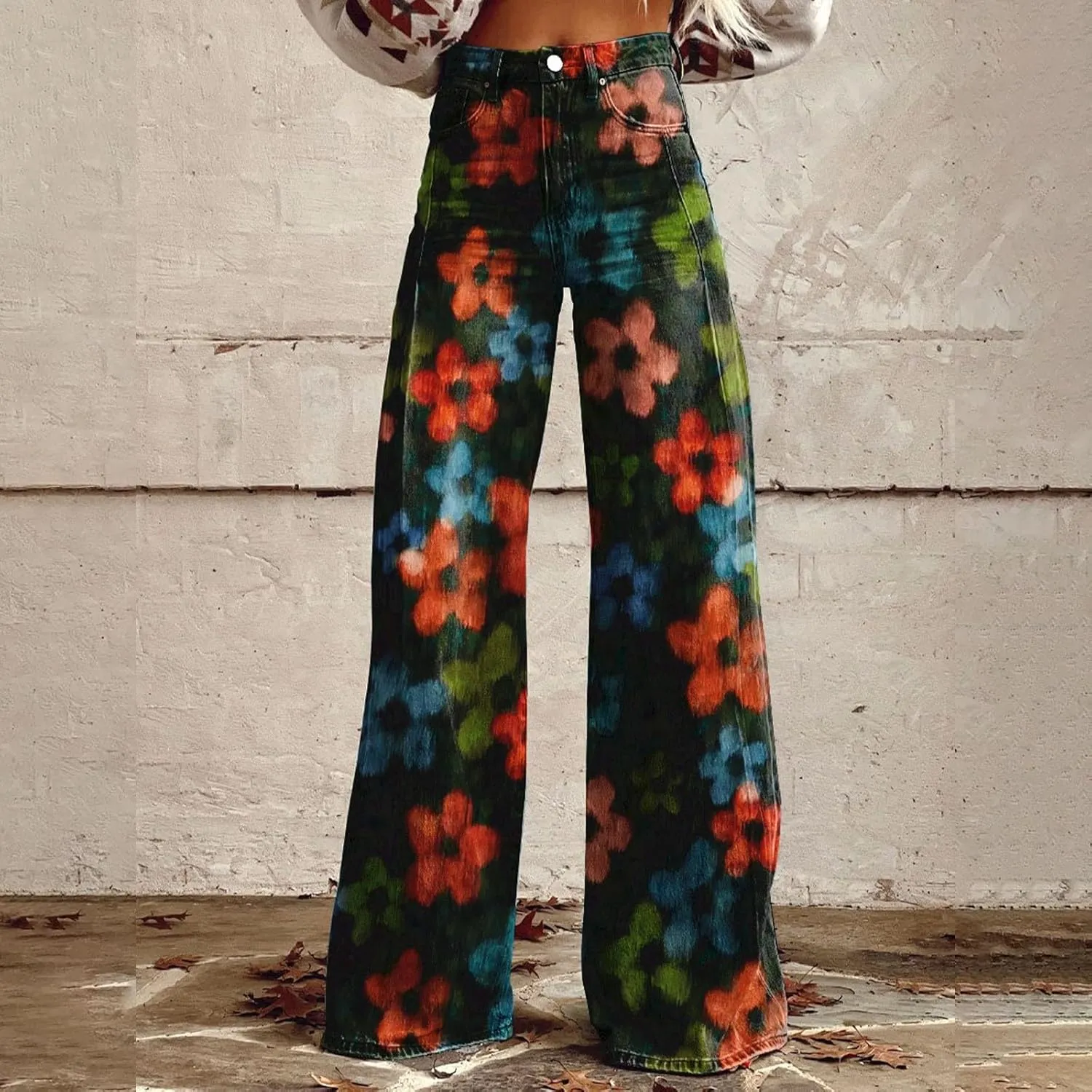 Flare Jeans for Women 2025 Wide Leg Casual Baggy Denim Pants Plus Size High Waist Straight Leg Bell Bottom Trousers