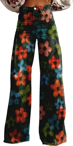 Flare Jeans for Women 2025 Wide Leg Casual Baggy Denim Pants Plus Size High Waist Straight Leg Bell Bottom Trousers