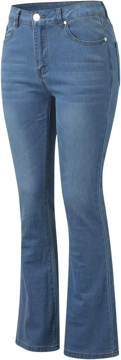 Flare Jeans for Women High Waisted Stretchy Bell Bottom Jean Plus Size Denim Pants Trendy Wide Leg Long Pant Trousers