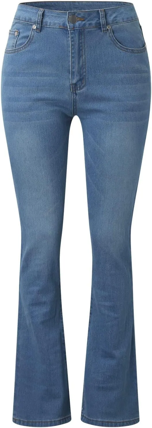 Flare Jeans for Women High Waisted Stretchy Bell Bottom Jean Plus Size Denim Pants Trendy Wide Leg Long Pant Trousers
