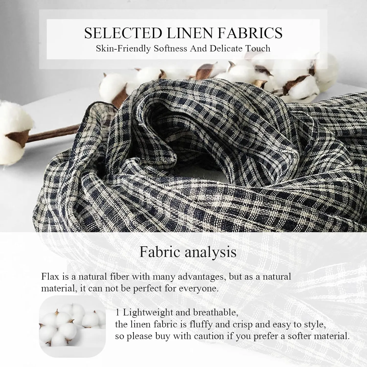Flax Linen Scarf For Women Men Plaid Striped Print Lightweight Breathable Scarves Warm Stole Wrap Sunscreen Shawl