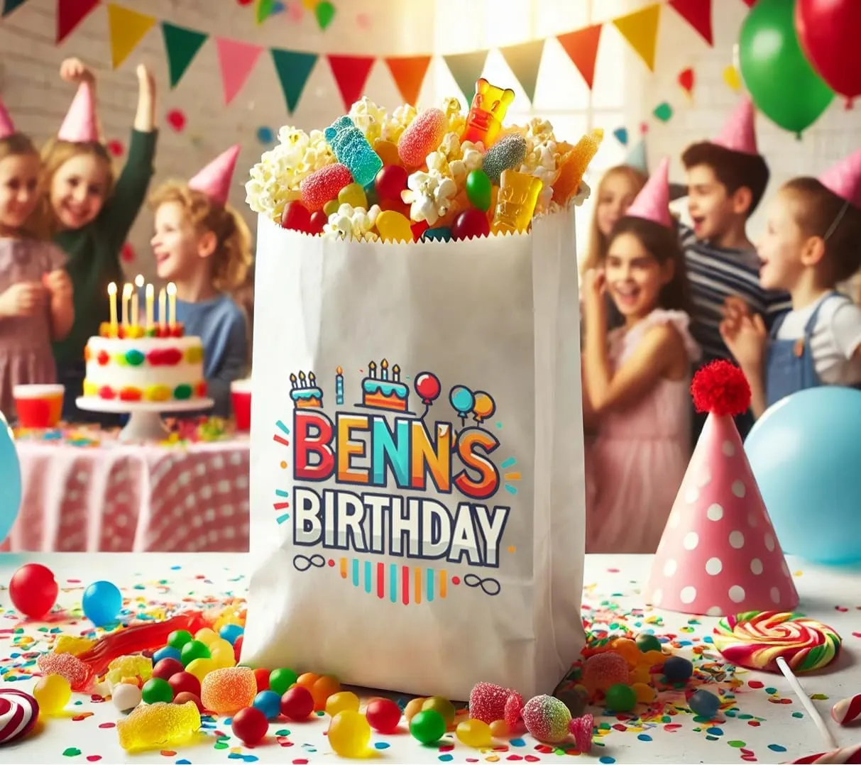 Flexicore Packaging Custom Printed White SOS Popcorn Paper Bags(10 to 1,000 QTY) (White, 4.5"x2.5"x8.25")