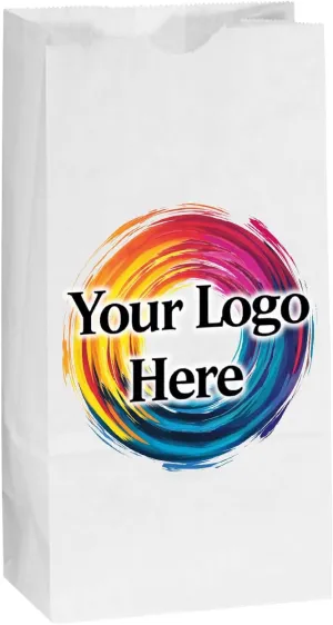 Flexicore Packaging Custom Printed White SOS Popcorn Paper Bags(10 to 1,000 QTY) (White, 4.5"x2.5"x8.25")