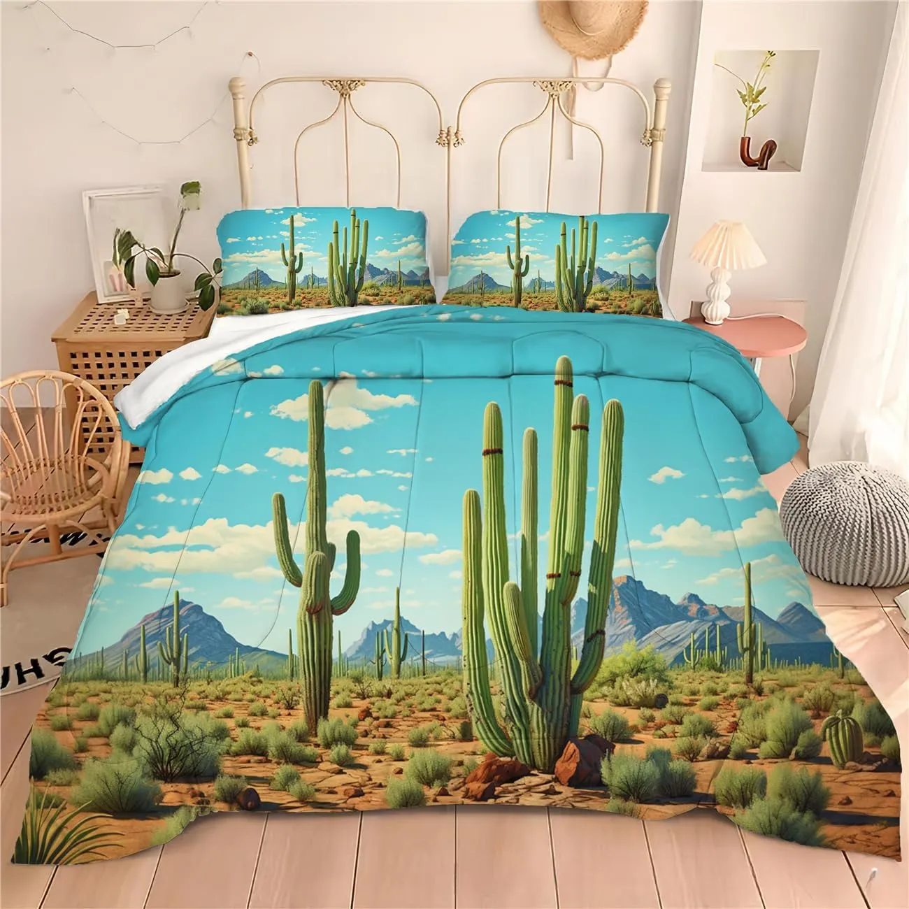 Floating Ice Comforter King Size, Antarctic Arctic Glacial Melting Comforter Set for Kids Teens Boys, Natural Scenery Bedding Quilt with 2 Pillowcases