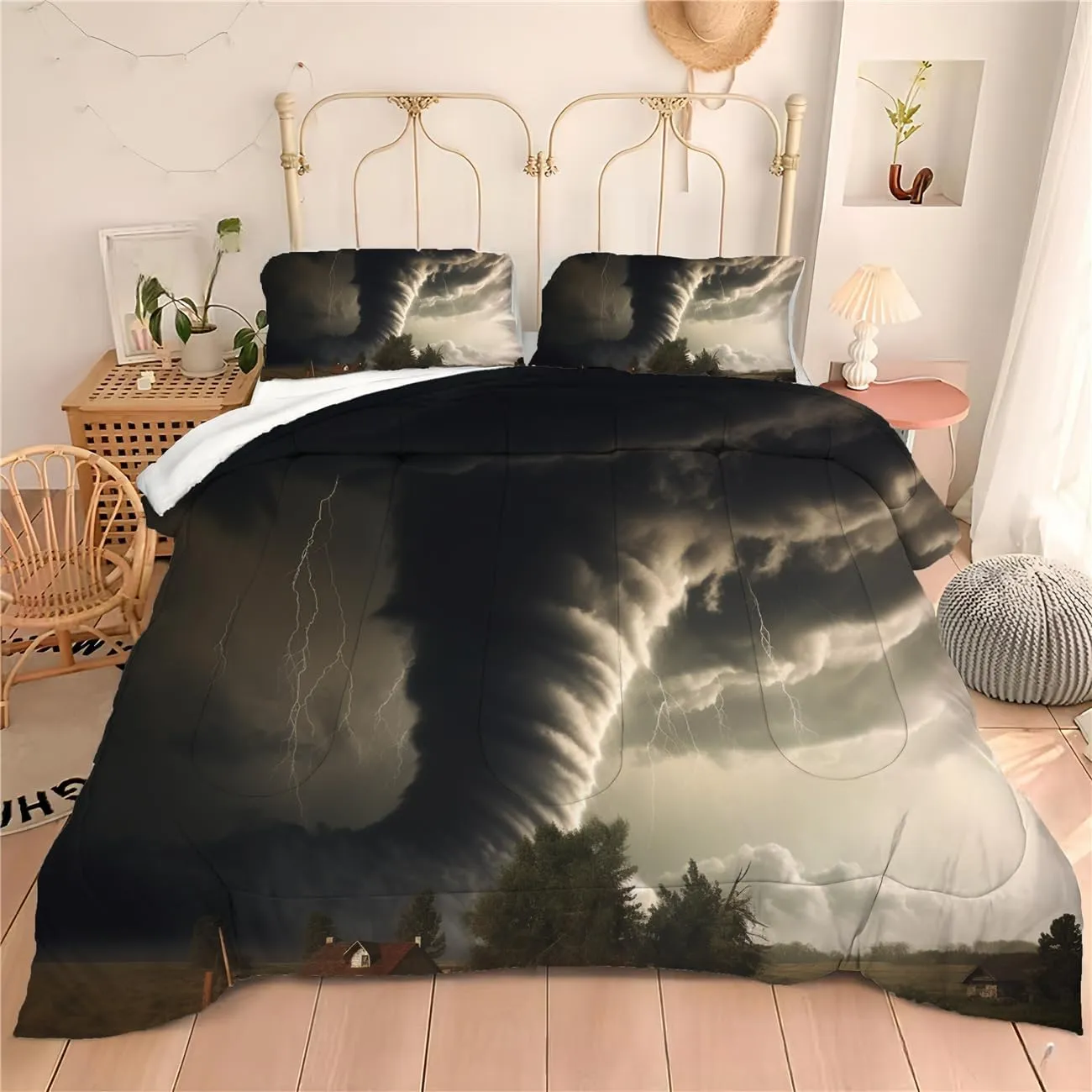 Floating Ice Comforter King Size, Antarctic Arctic Glacial Melting Comforter Set for Kids Teens Boys, Natural Scenery Bedding Quilt with 2 Pillowcases