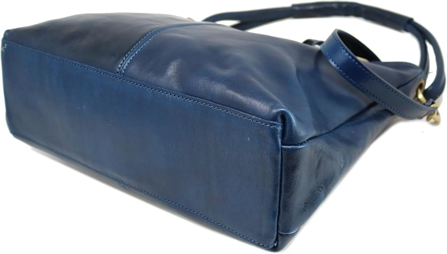 Floto Tavoli Leather Shoulder Bag Women's Handbag with Crossbody Strap (Blue)
