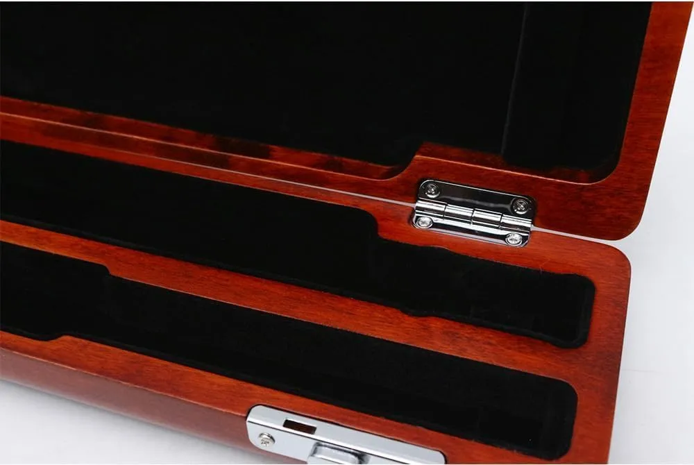 Flute Case Cover Bag with Adjustable Strap flute Storage Box with Velvet Inside Solid wood Durable Lightweight (16 hole,red)