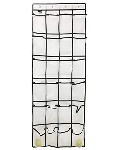 FMing Door Shoe Organizer Storage, Over The Door Organizer, Door Shoe Rack, Hanging Organizer Mesh Pocket, Shoe Hanger Kids Adults, Shoe Holder Closet, Laundry Room, Pantry, Bathroom (White)