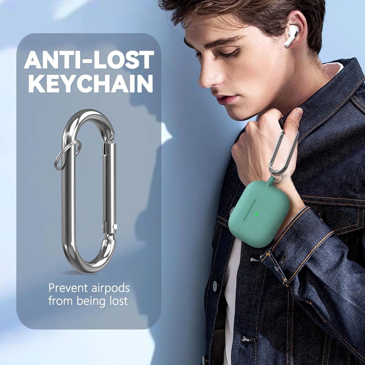 for AirPod Pro Case Cover with Cleaner Kit,Soft Silicone Protective Case for Apple AirPods Pro 2nd/1st Generation for Women Men,AirPod Pro Case with Magnetic Lid Lock & Keychain-Solid Green