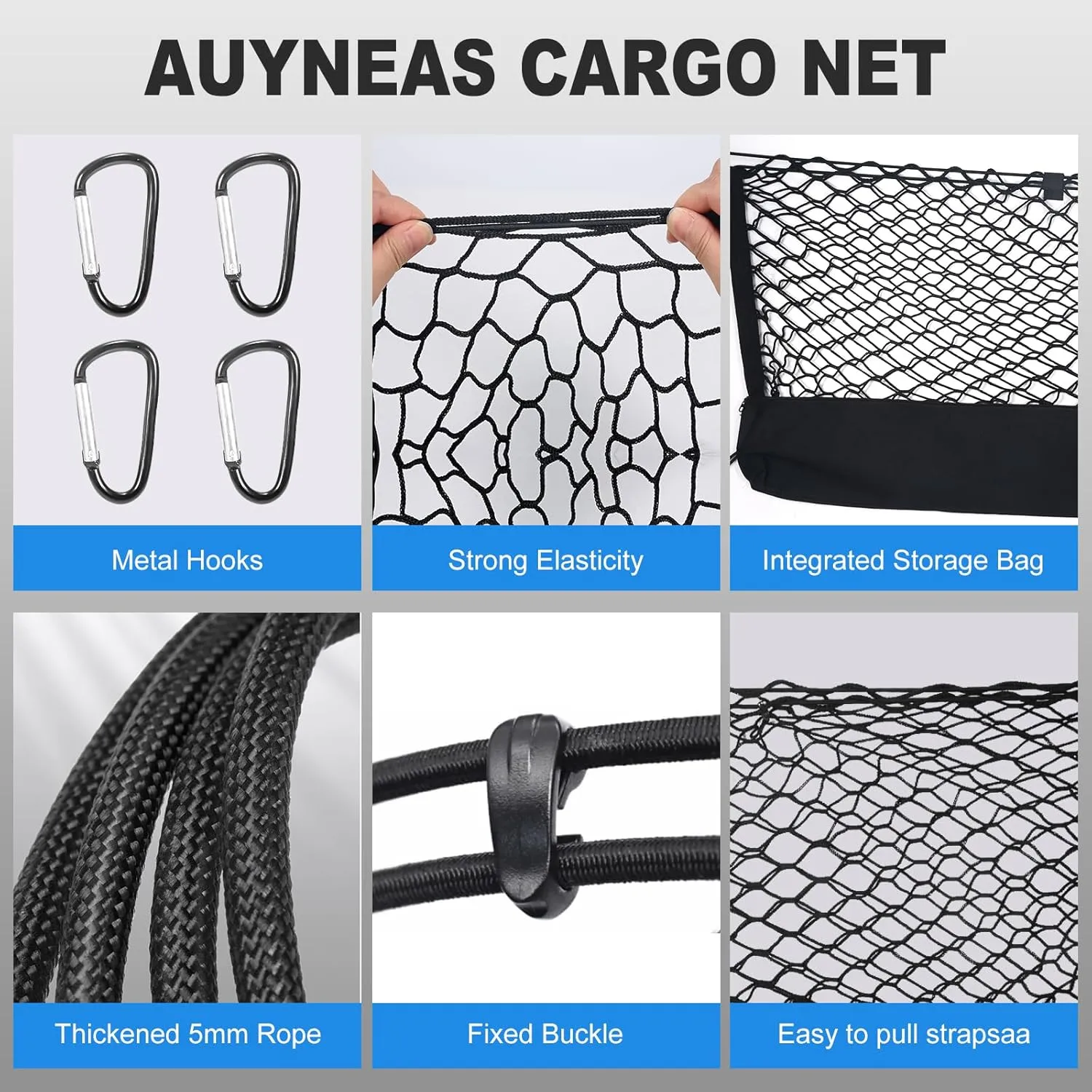 for Ford Explorer Envelope Style Truck Bed Cargo Net - Fits 2011-2025 Explorer Accessories Cargo Net for Pickup Truck Bed - Free Storage Bag - Heavy Duty Carabiners