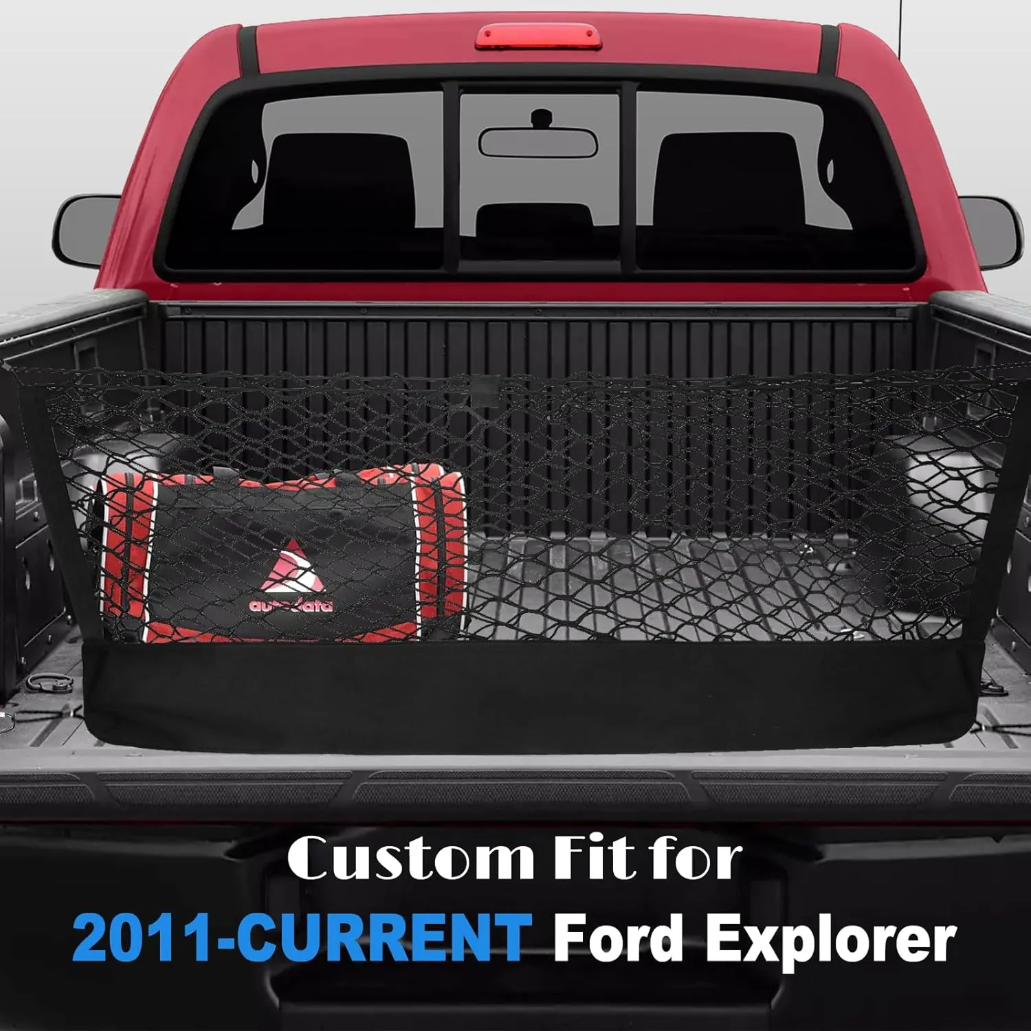 for Ford Explorer Envelope Style Truck Bed Cargo Net - Fits 2011-2025 Explorer Accessories Cargo Net for Pickup Truck Bed - Free Storage Bag - Heavy Duty Carabiners