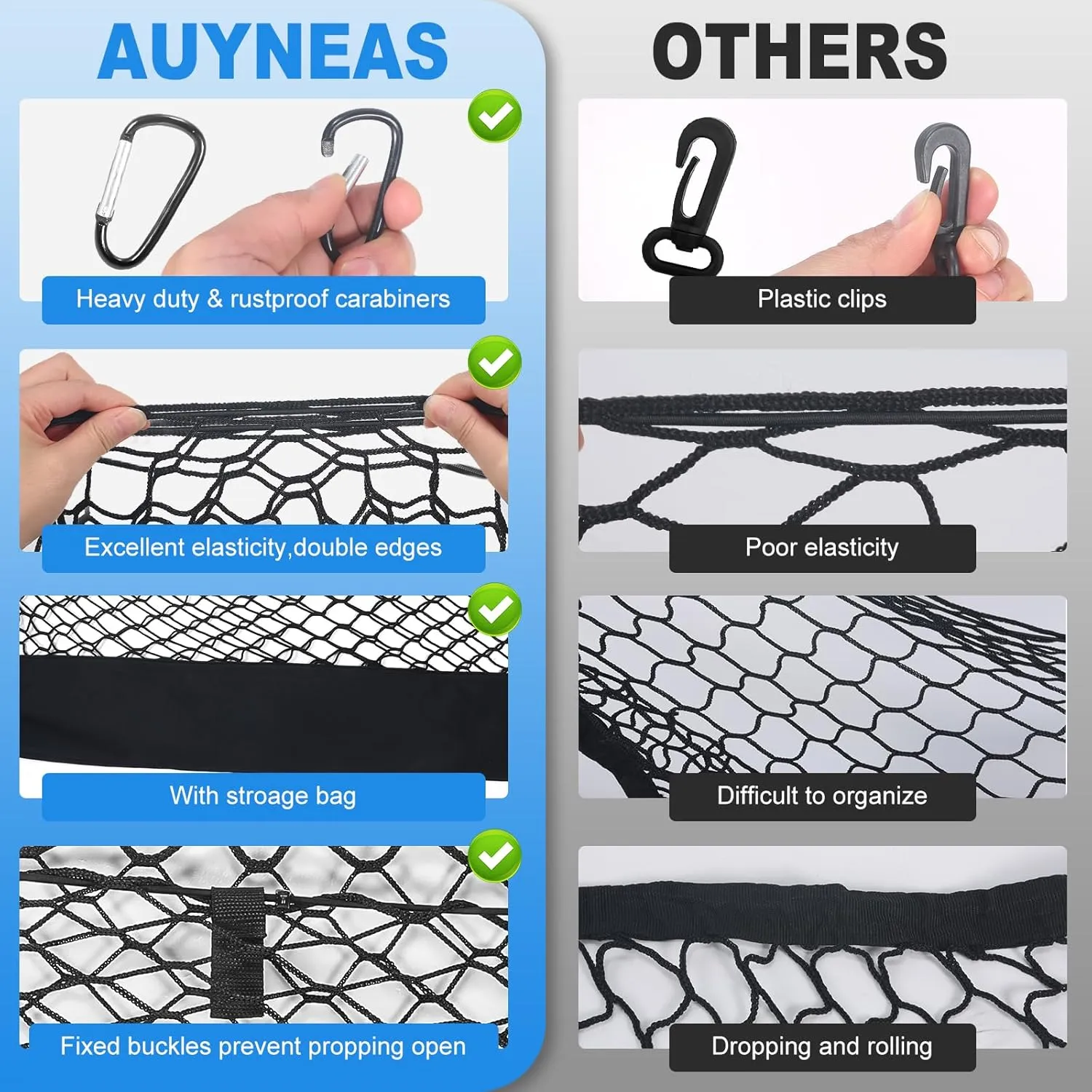 for Ford Explorer Envelope Style Truck Bed Cargo Net - Fits 2011-2025 Explorer Accessories Cargo Net for Pickup Truck Bed - Free Storage Bag - Heavy Duty Carabiners