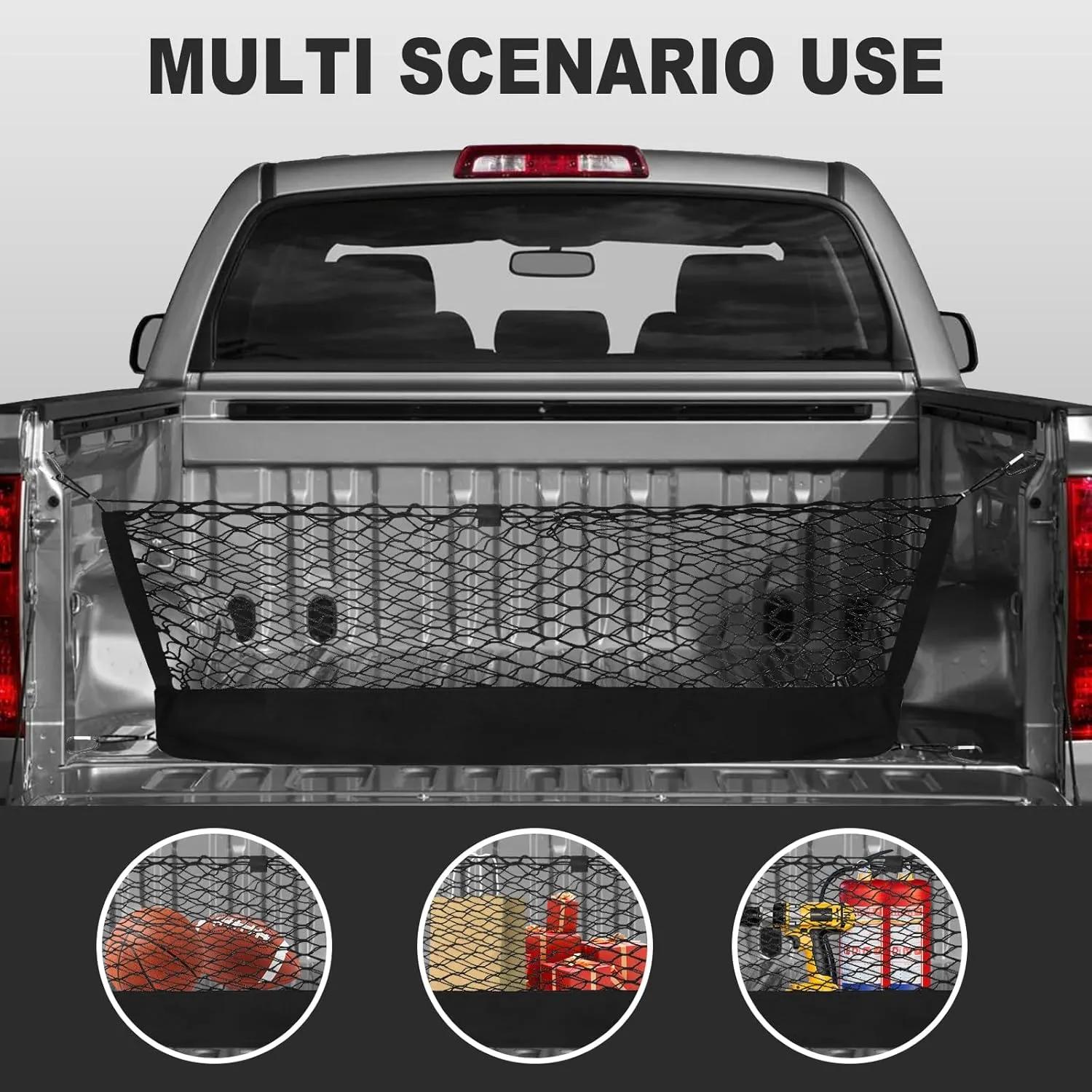 for Ford Explorer Envelope Style Truck Bed Cargo Net - Fits 2011-2025 Explorer Accessories Cargo Net for Pickup Truck Bed - Free Storage Bag - Heavy Duty Carabiners